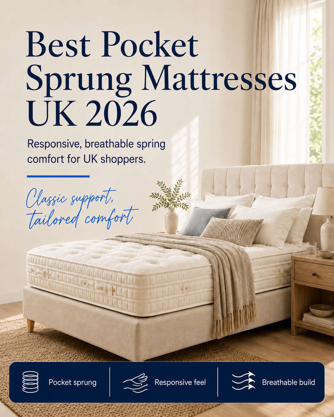 Best Pocket Sprung Mattresses UK 2026 — responsive, breathable pocket-sprung picks compared for UK shoppers